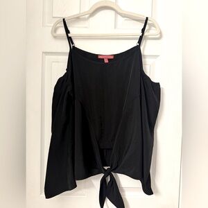 Saks Fifth Avenue black cold shoulder tie top